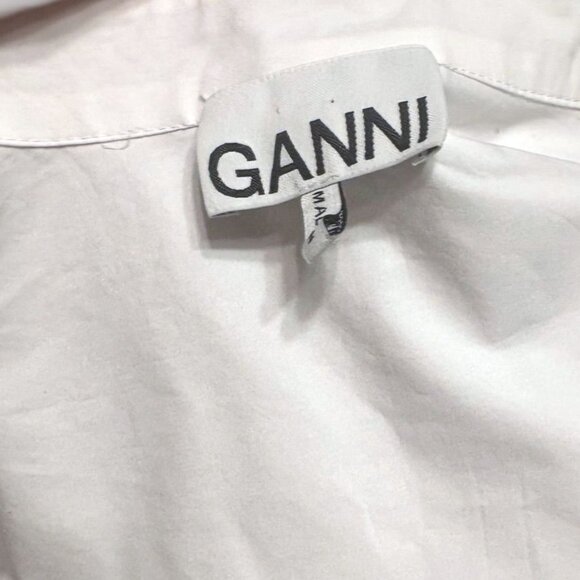Ganni poplin cotton shirt dress ruffle Hem 36 4 Button Up Classic Office Casual - Picture 4 of 11